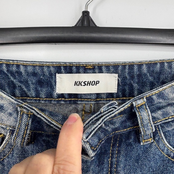 KKSHOP Womens Small XS 160/64A Bermuda Jean Shorts Wide Leg Blue Denim 5-Pocket - Picture 4 of 11